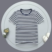 Athletic Workout Tops for Girls \u0026 Boys Size 2-13 Teens Short Sleeve T-Shirts Toddlers Kids Casual Stripe Printed Pullover Basic Tees Shirts Clearance